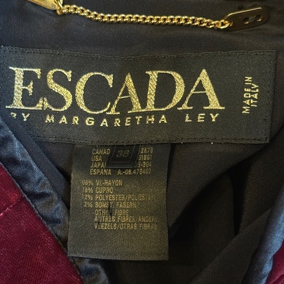 Escada by Margaretha Ley burgundy velvet parka coat jacket - Picture 5 of 5